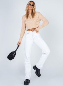 Alivia Cropped Sweater Beige sold by Princess Polly