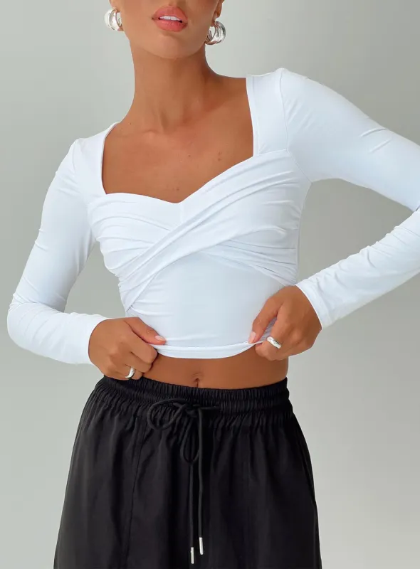 Dunford Long Sleeve Top White sold by Princess Polly