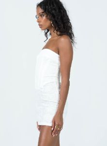 Brea Strapless Mini Dress White sold by Princess Polly