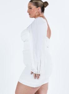 Zoella Long Sleeve Mini Dress White Curve sold by Princess Polly