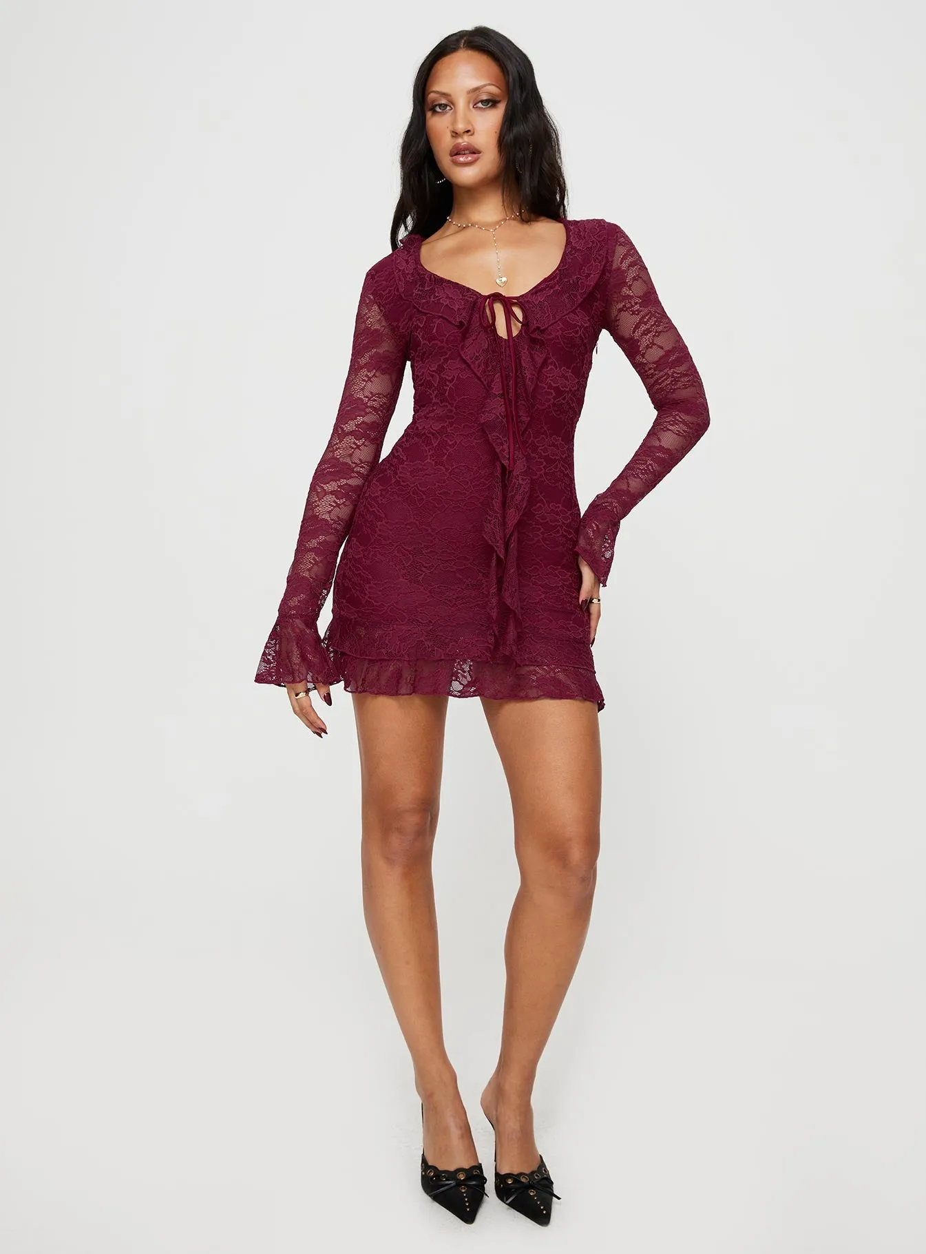 Sidonie Long Sleeve Mini Dress Red sold by Princess Polly product image thumbnail 5