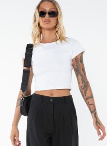 Classic Crop Tee White Tall sold by Princess Polly