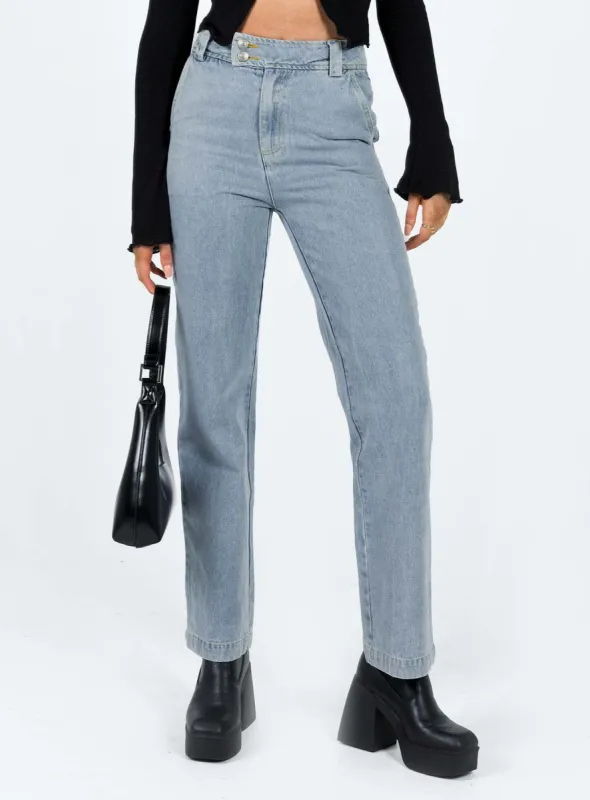 Ikena Straight Leg Jeans Light Wash Denim sold by Princess Polly
