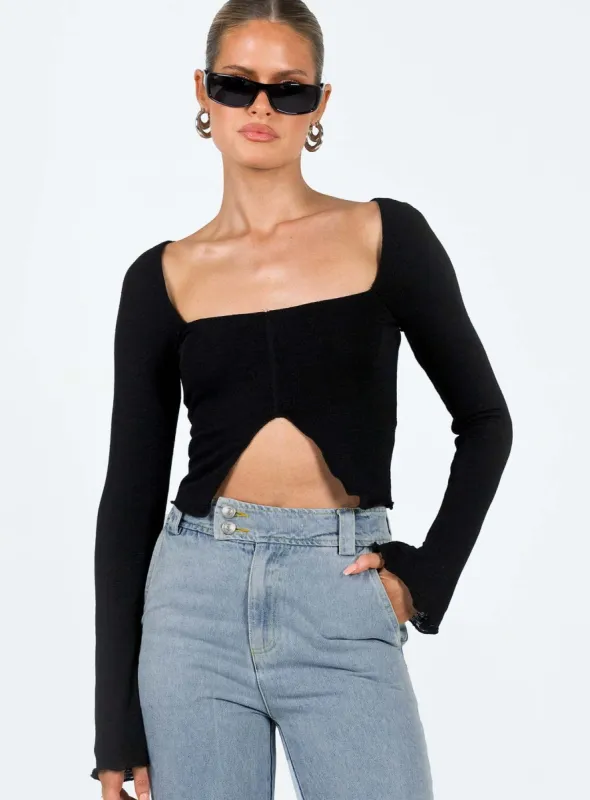 Gabriel Long Sleeve Top Black sold by Princess Polly