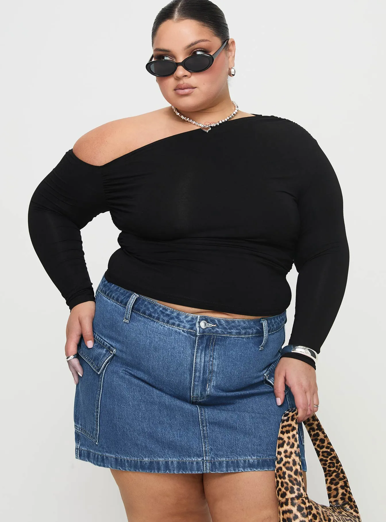 Zakai Cargo Denim Mini Skirt Mid Blue Curve sold by Princess Polly product image thumbnail 2