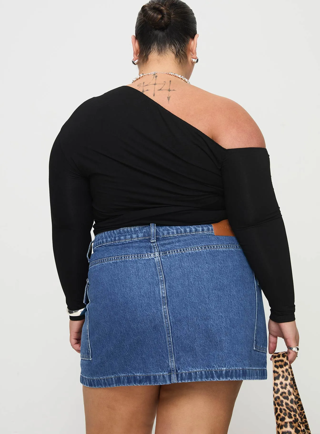 Zakai Cargo Denim Mini Skirt Mid Blue Curve sold by Princess Polly product image thumbnail 5