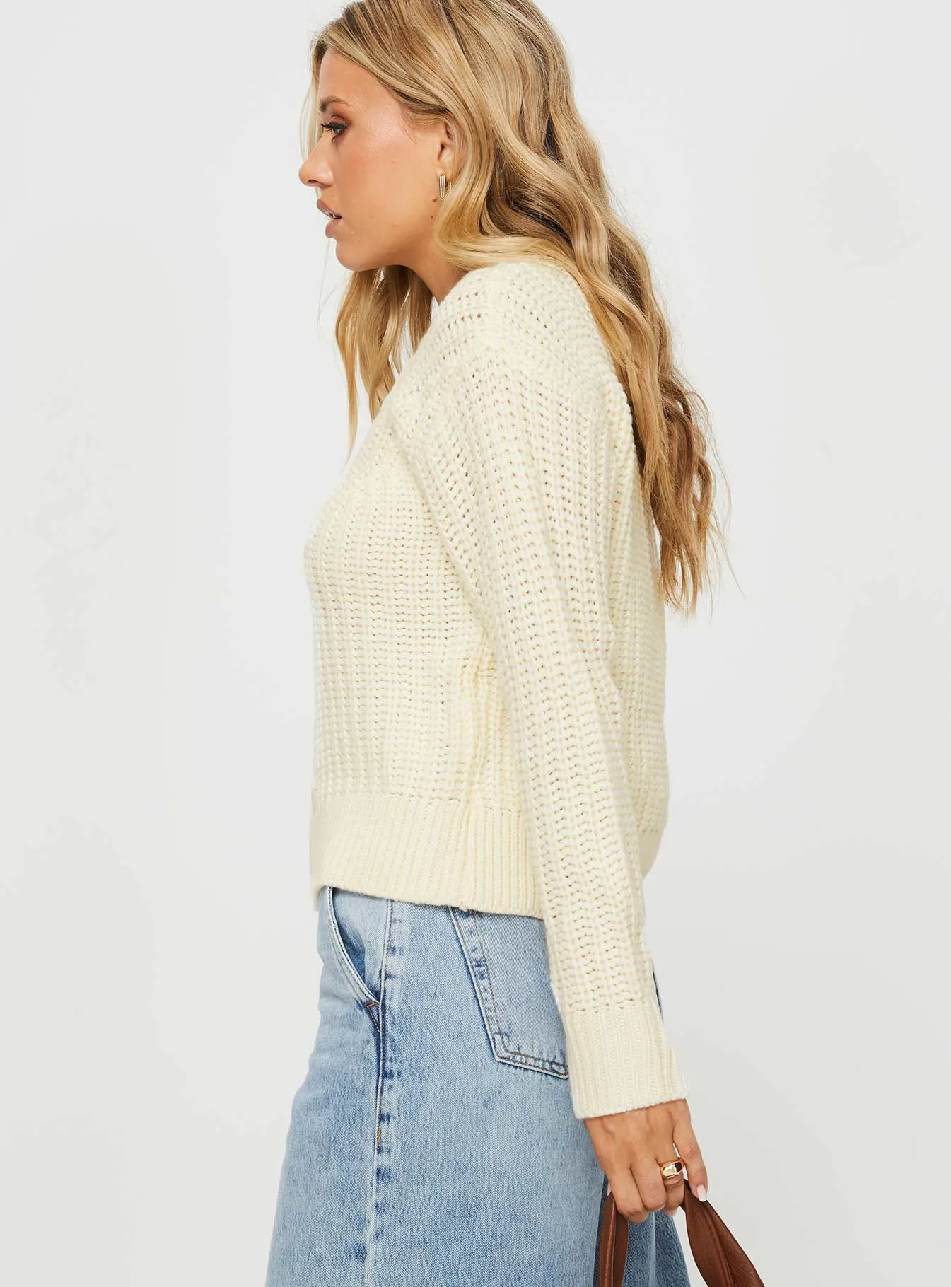 Kynlee Cable Knit Sweater Cream sold by Princess Polly product image thumbnail 3