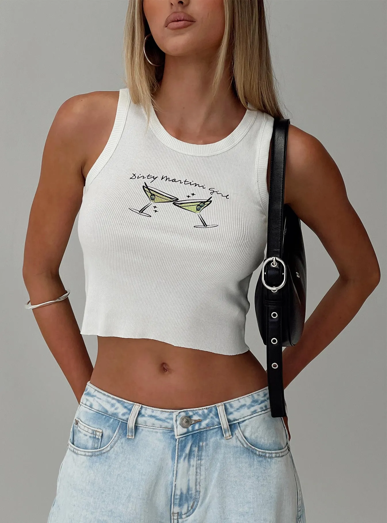 Dirty Martini Girl Tank White sold by Princess Polly
