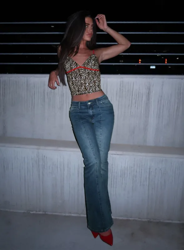 Iker Flared Jeans Mid Wash sold by Princess Polly