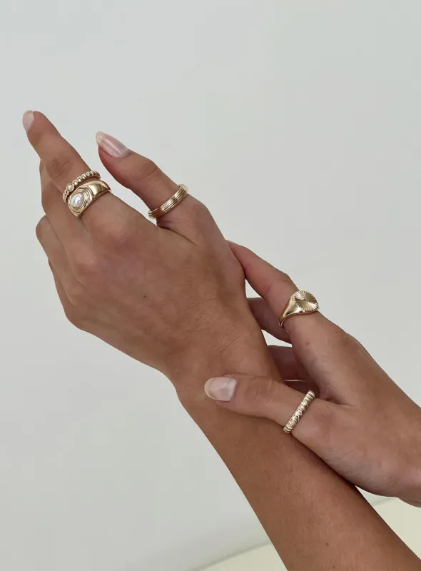 Benedetta Ring Pack Gold sold by Princess Polly