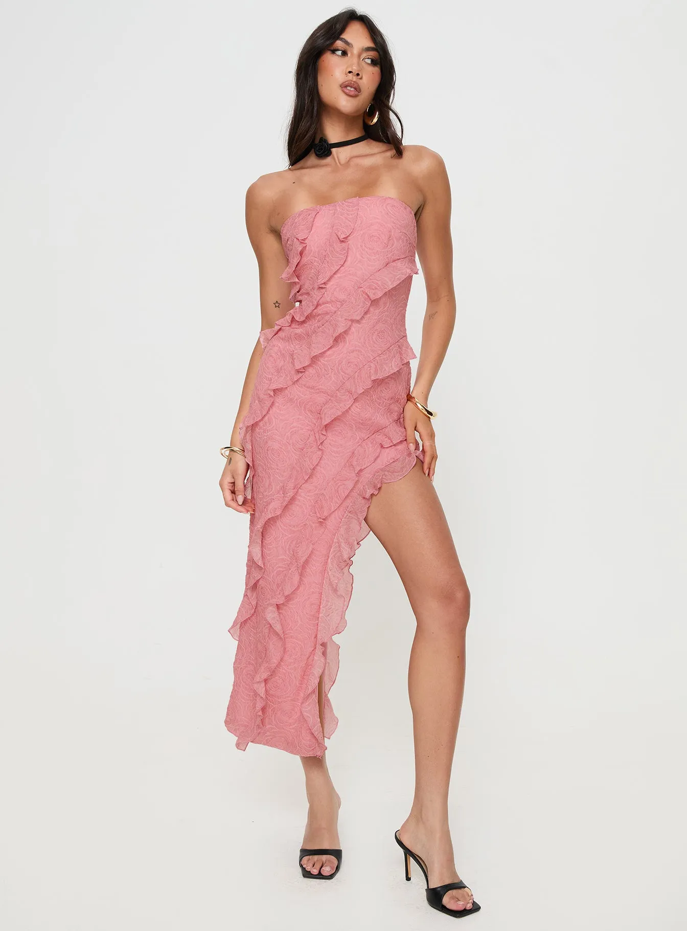 Elestria Strapless Midi Dress Pink sold by Princess Polly product image thumbnail 3
