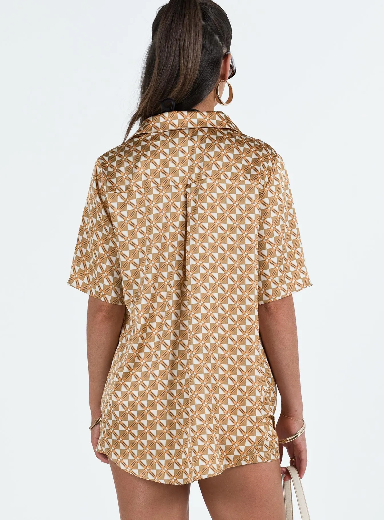 Ziggy Short Sleeve Shirt Orange Geo sold by Princess Polly product image thumbnail 5