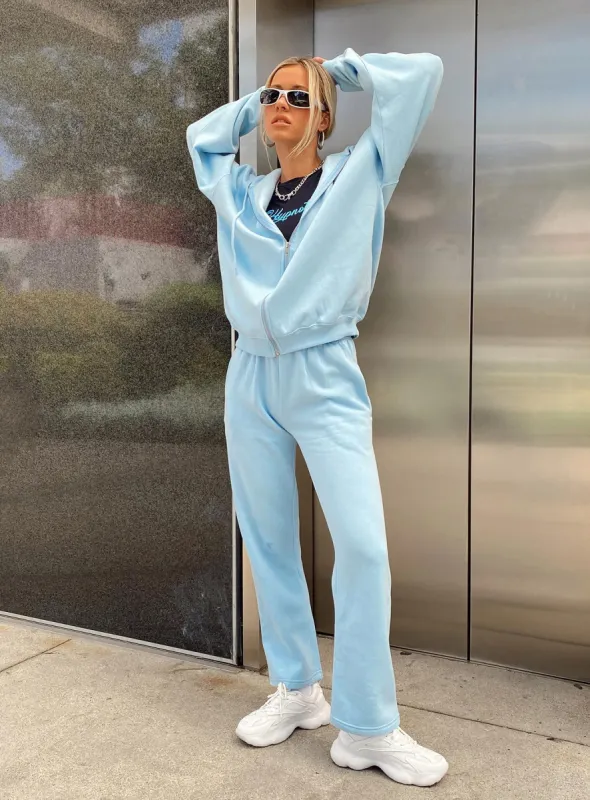 Arya Straight Leg Track Pants Baby Blue sold by Princess Polly