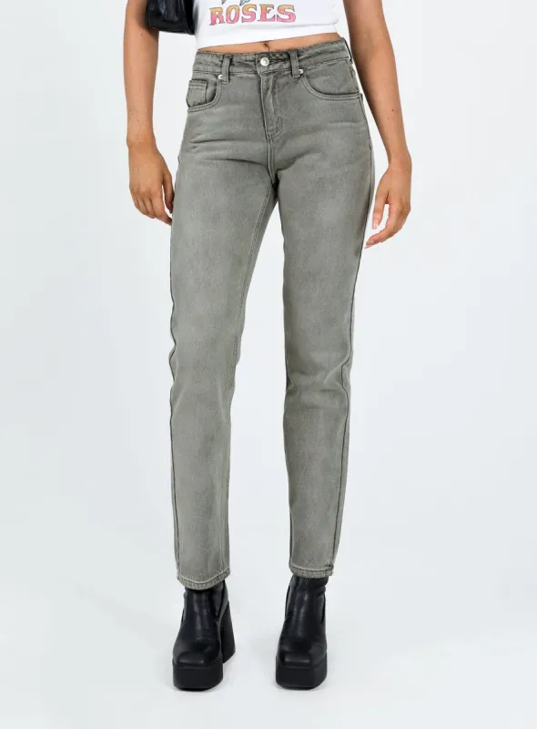 Tangmere Mid Rise Slim Jeans Grey sold by Princess Polly