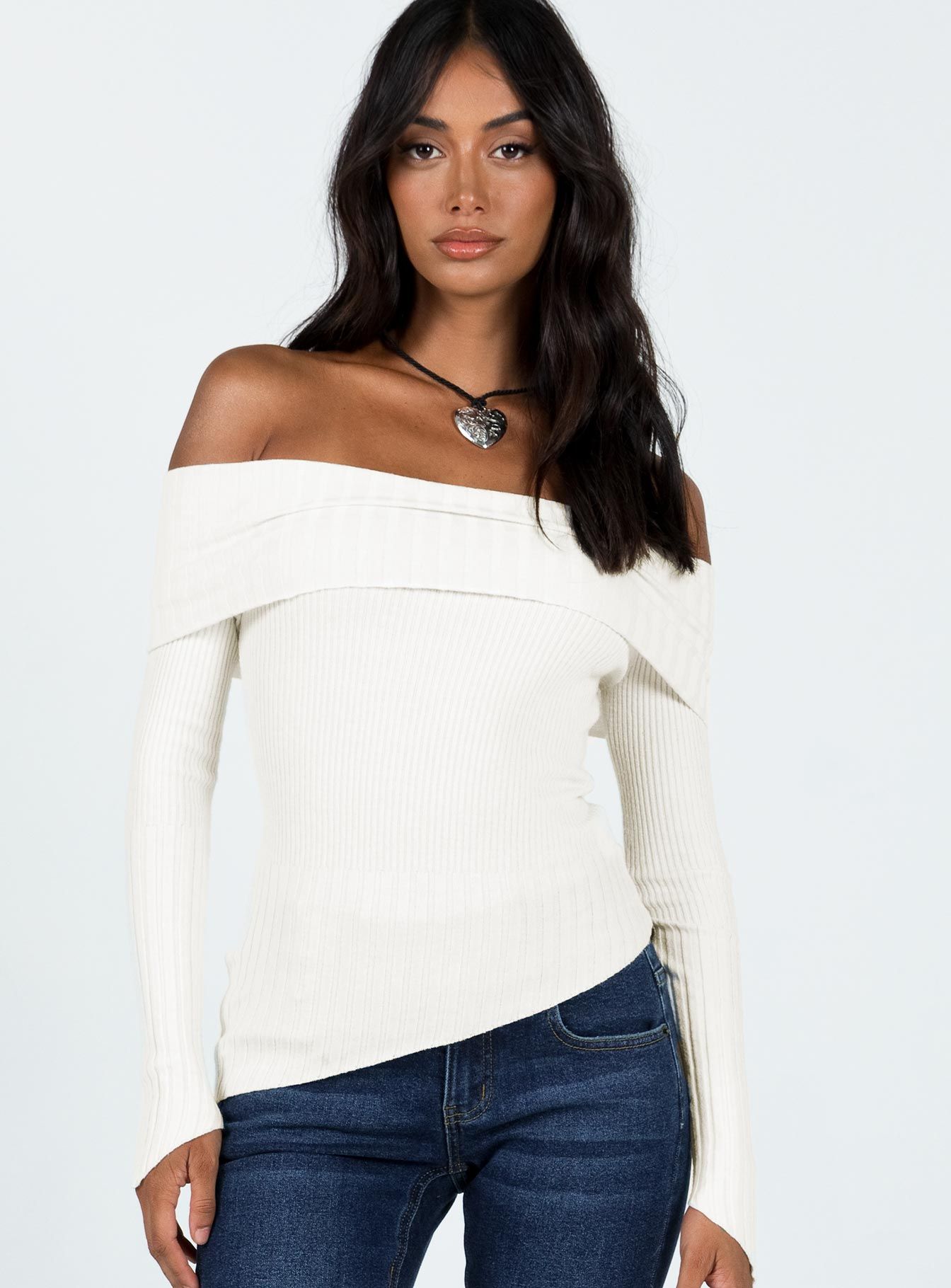 Wyandra Off The Shoulder Sweater White sold by Princess Polly product image thumbnail 2