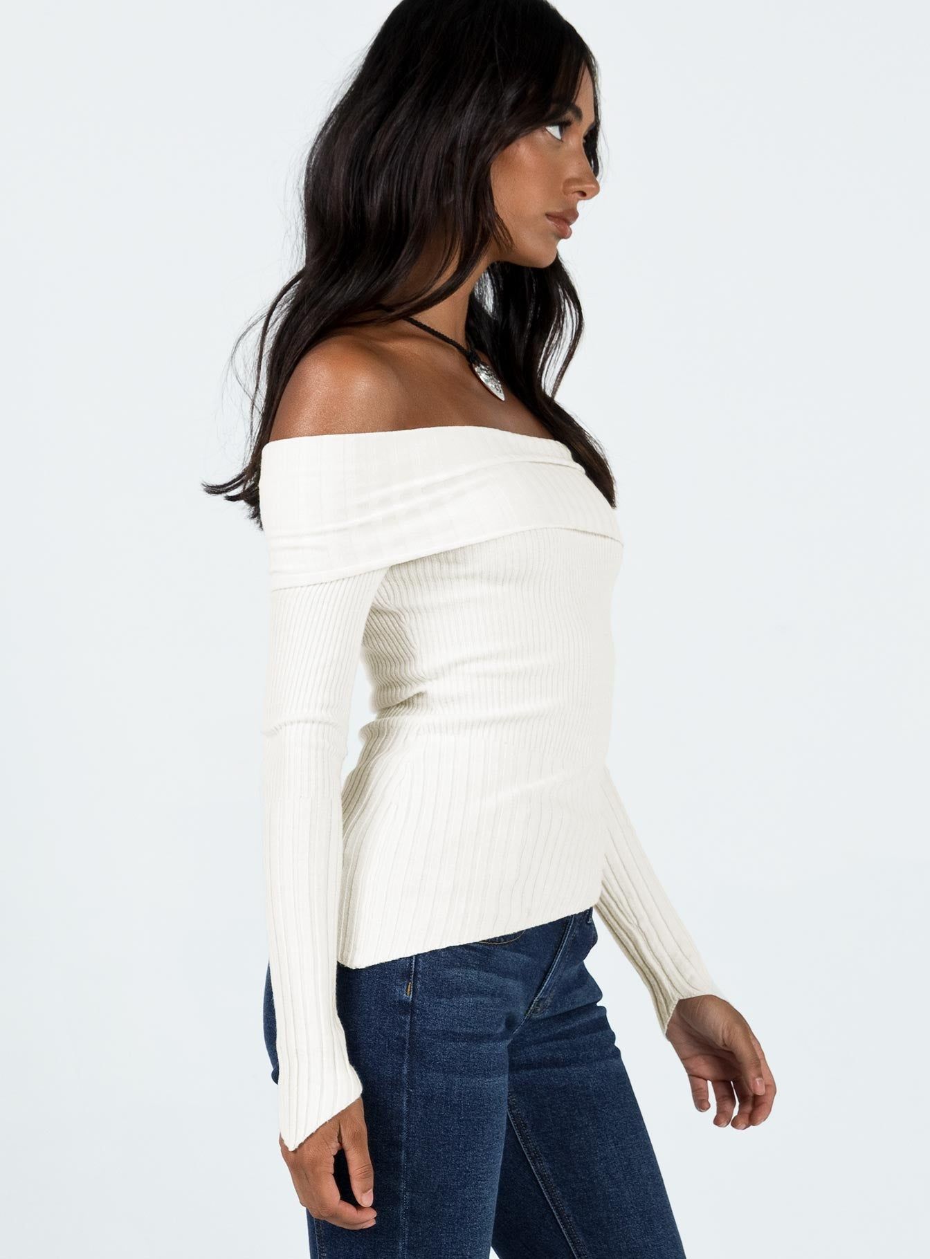 Wyandra Off The Shoulder Sweater White sold by Princess Polly product image thumbnail 4
