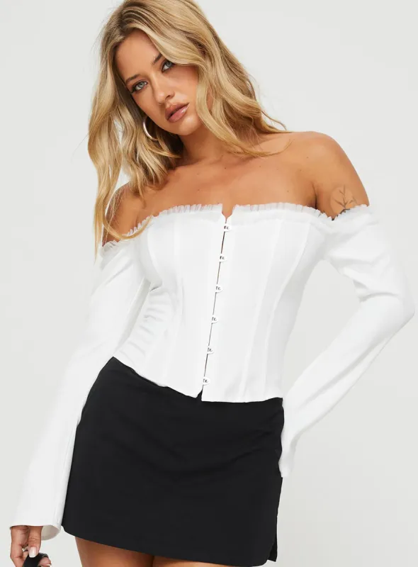 Avaah Off The Shoulder Top White sold by Princess Polly