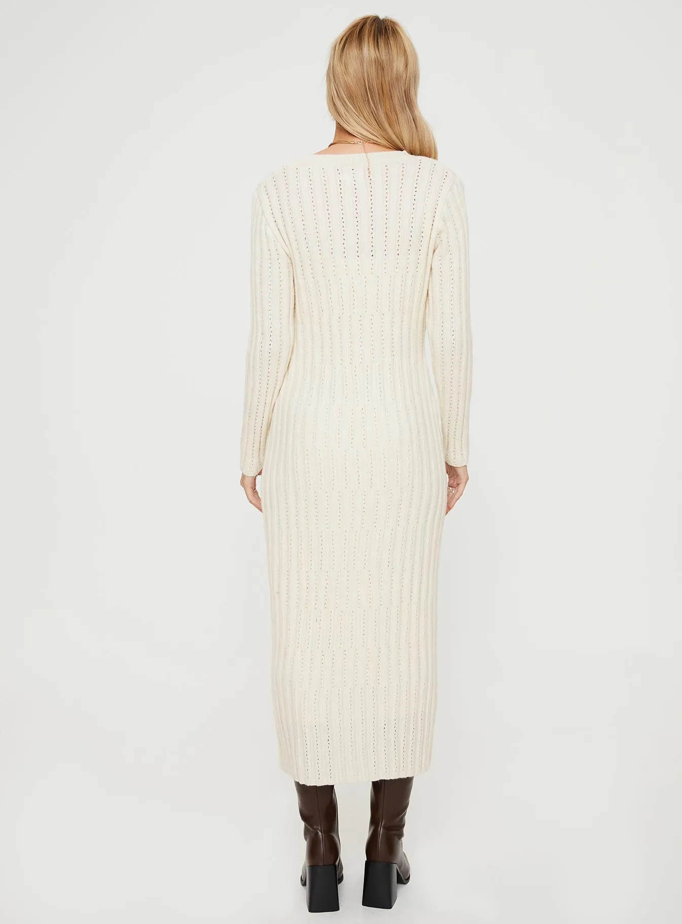 Rahne Long Sleeve Knit Maxi Dress Cream sold by Princess Polly product image thumbnail 5