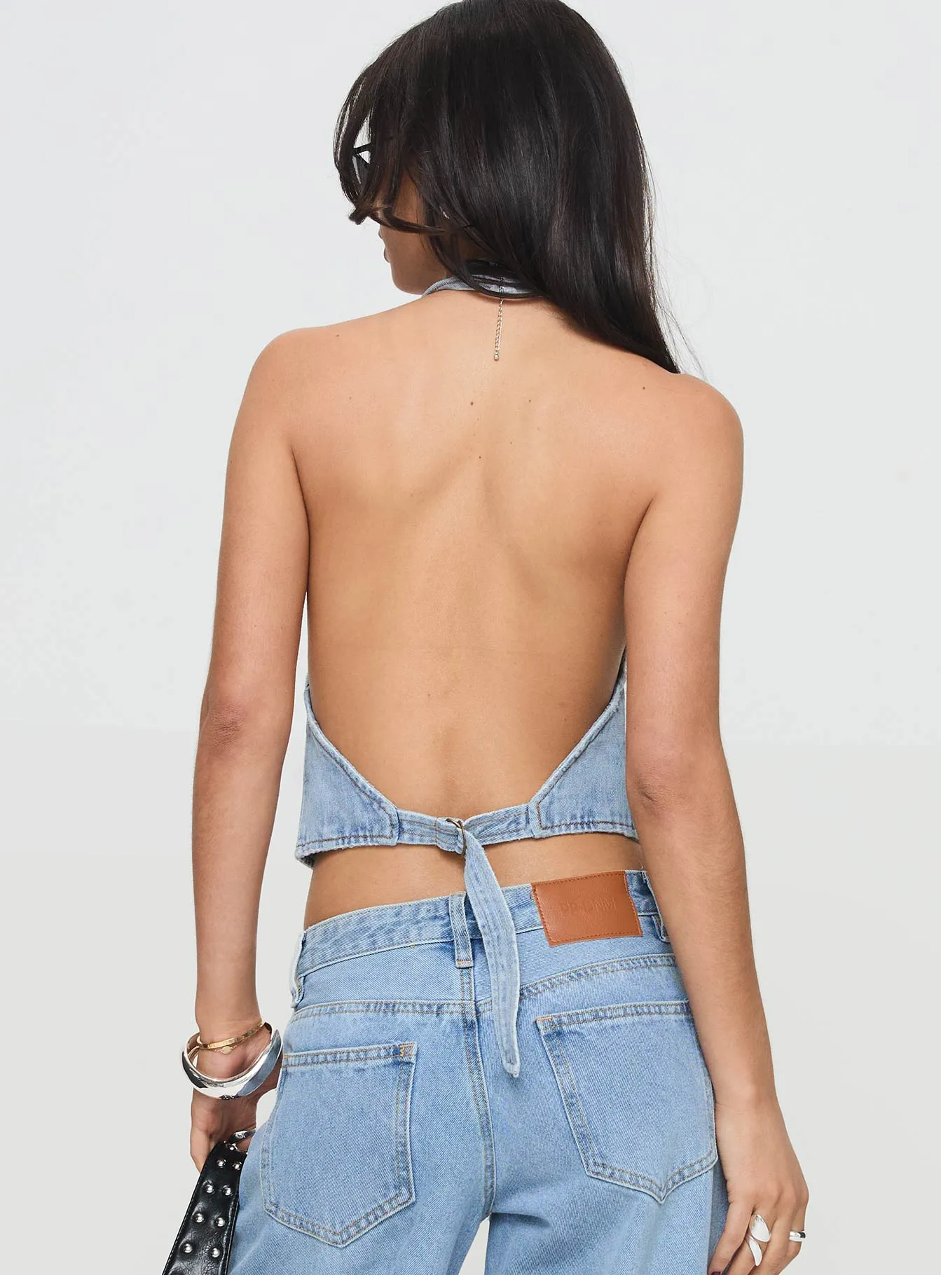 Je Suis Halter Top Light Wash sold by Princess Polly product image thumbnail 5