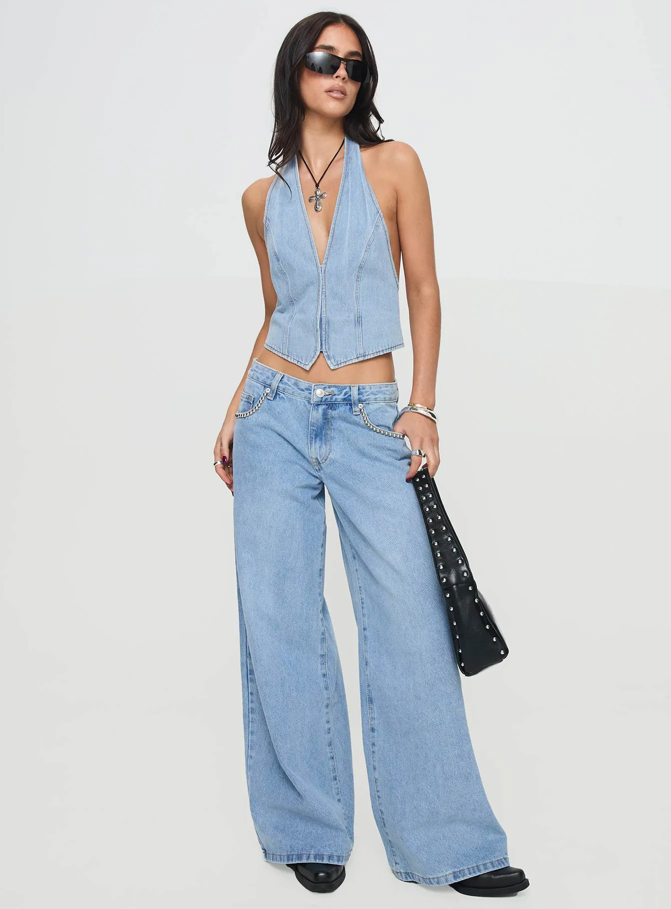 Je Suis Halter Top Light Wash sold by Princess Polly product image thumbnail 3