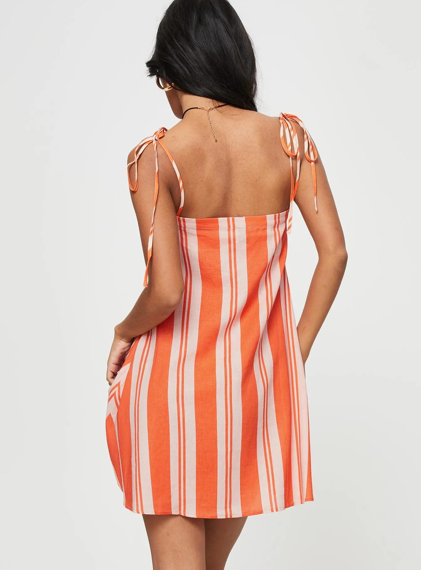 Jorgie Linen Blend Mini Dress Orange Multi sold by Princess Polly product image thumbnail 5