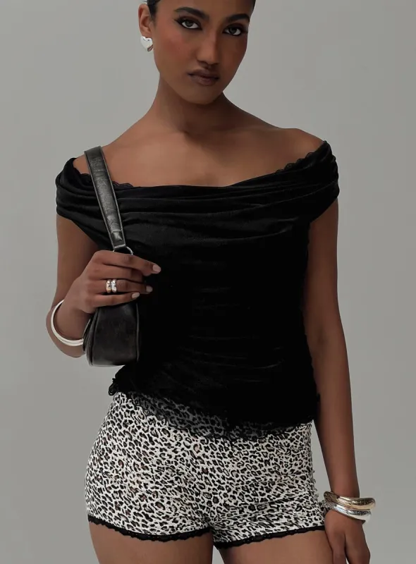 Sonnie Off Shoulder Top Black sold by Princess Polly
