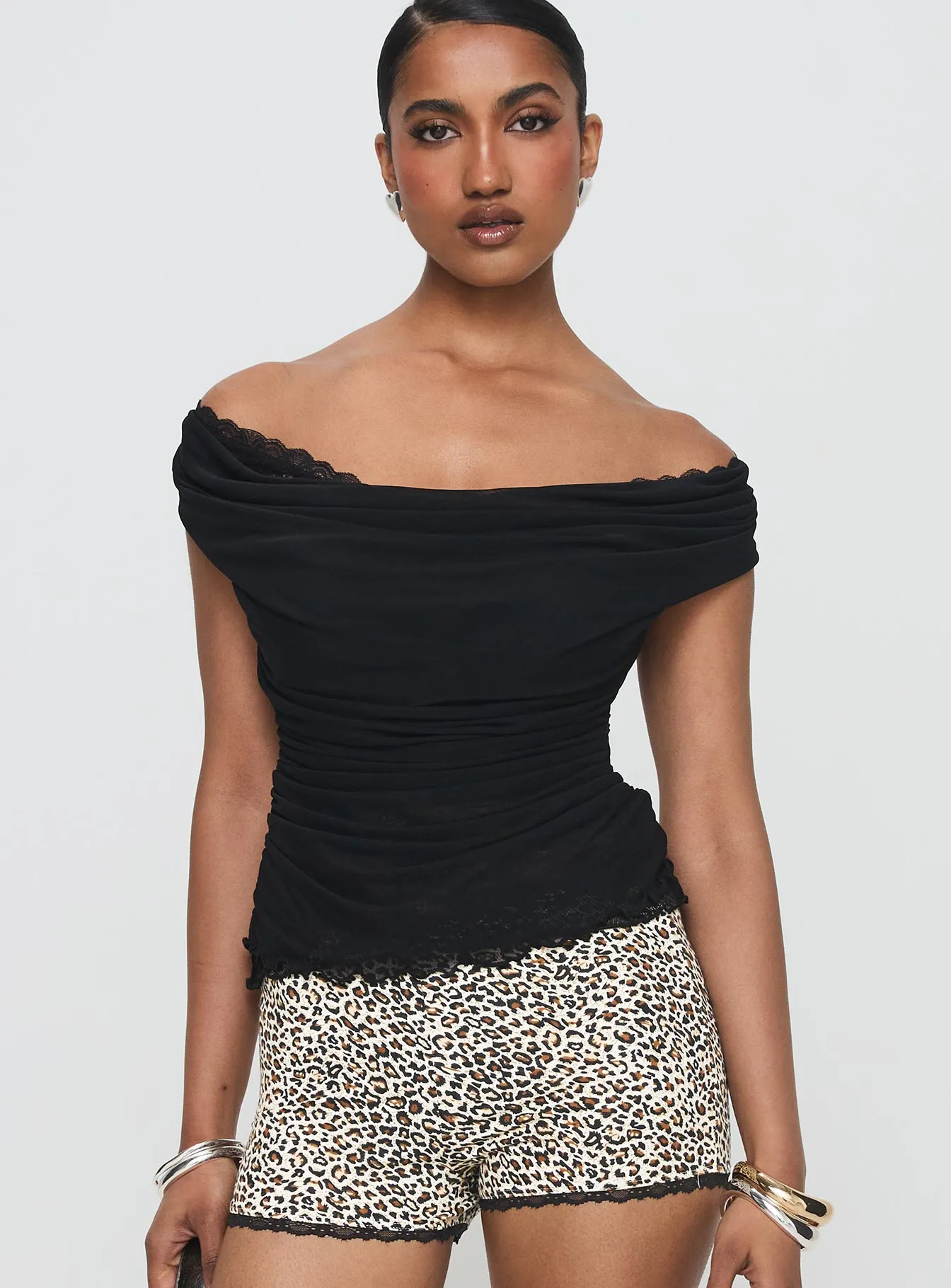 Sonnie Off Shoulder Top Black sold by Princess Polly product image thumbnail 2