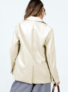Tallong Faux Leather Blazer Cream sold by Princess Polly