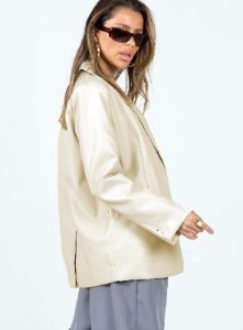 Tallong Faux Leather Blazer Cream sold by Princess Polly