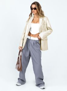 Tallong Faux Leather Blazer Cream sold by Princess Polly