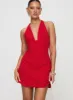 Girly Girl Halter Mini Dress Red sold by Princess Polly