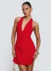 Girly Girl Halter Mini Dress Red sold by Princess Polly
