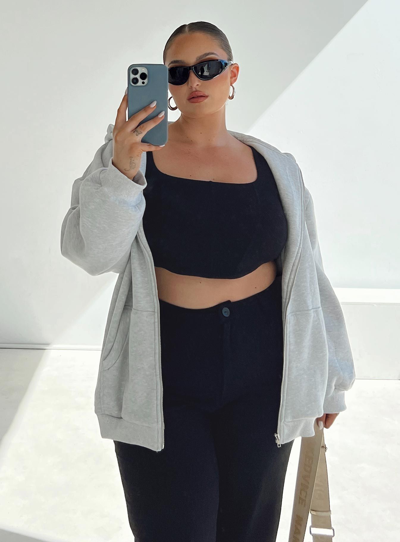 Florida Zip Up Sweatshirt Grey Curve sold by Princess Polly product image thumbnail 2