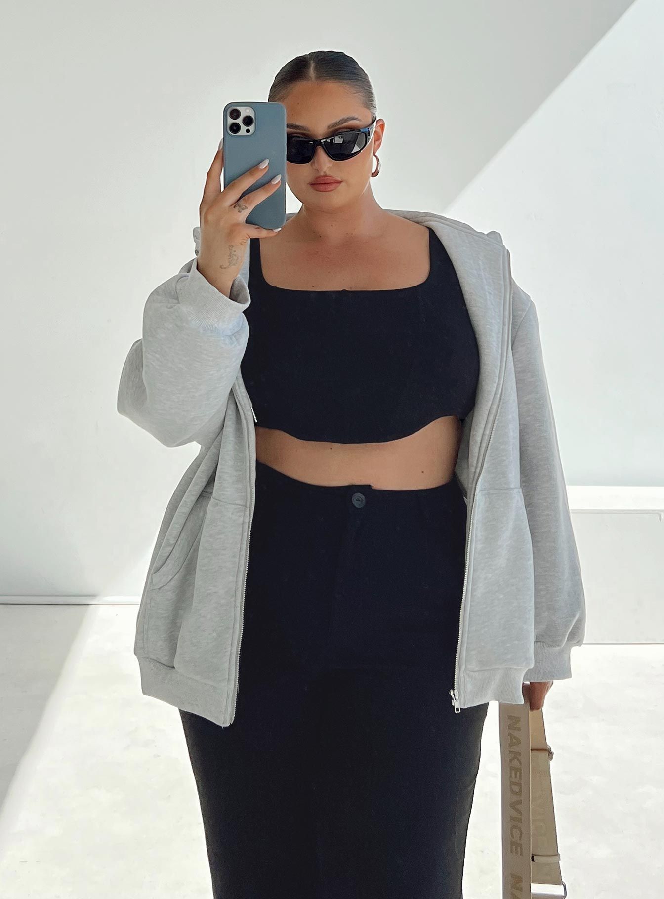 Florida Zip Up Sweatshirt Grey Curve sold by Princess Polly