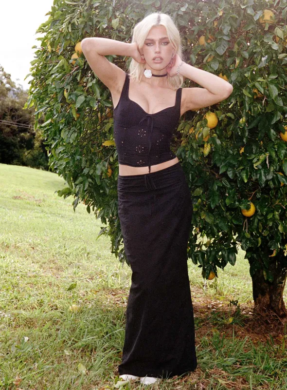Flowerfields Maxi Skirt Black sold by Princess Polly