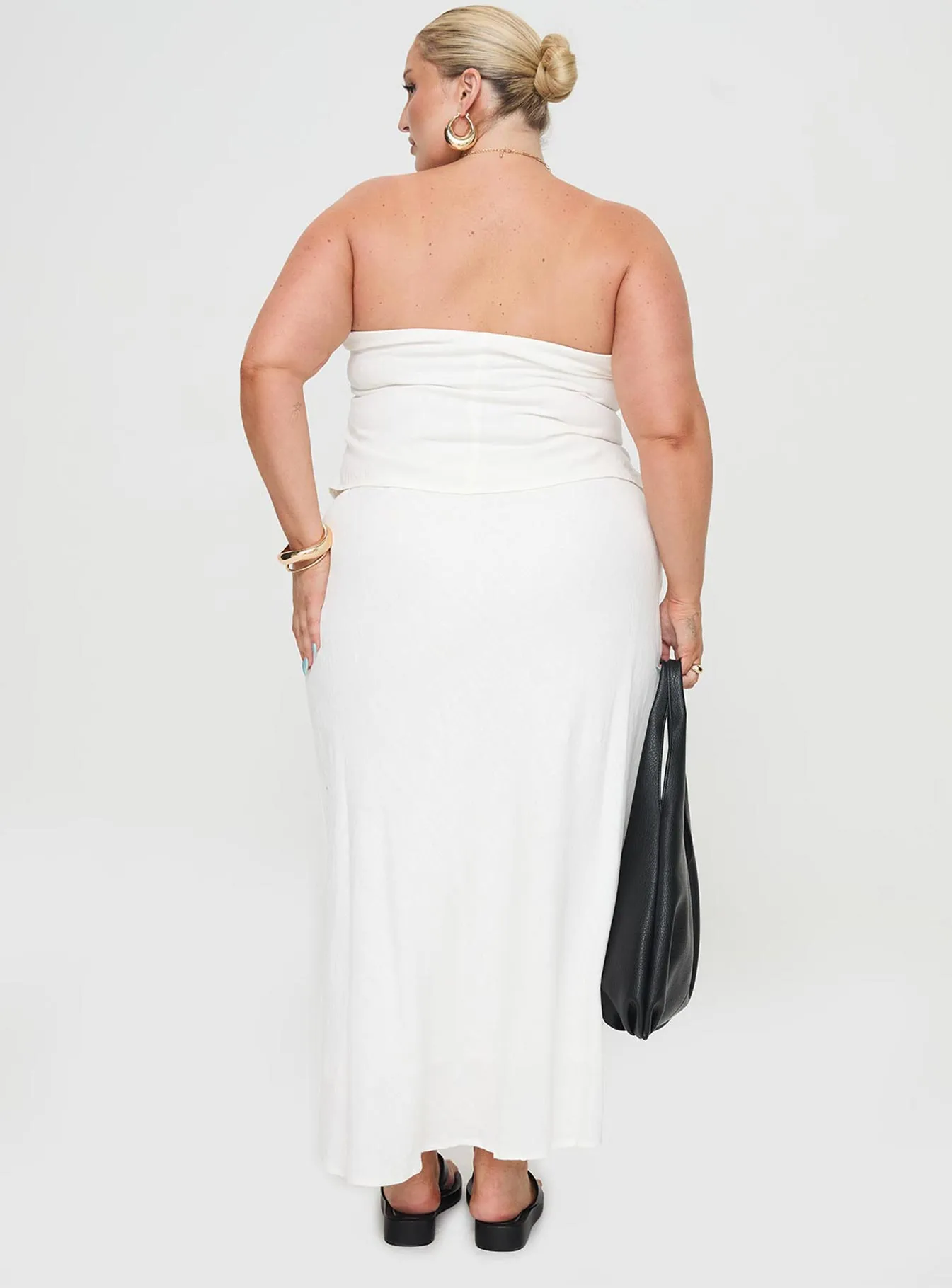 Ermias Linen Blend Midi Skirt White Curve sold by Princess Polly product image thumbnail 5