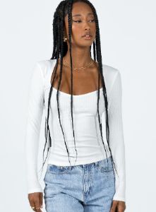 Garcia Long Sleeve Top White sold by Princess Polly