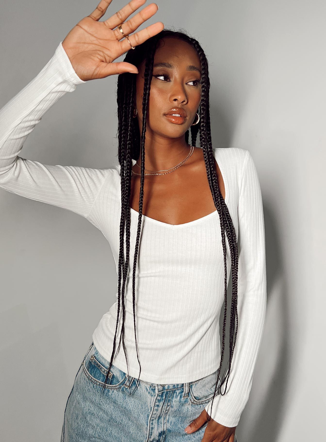 Garcia Long Sleeve Top White sold by Princess Polly