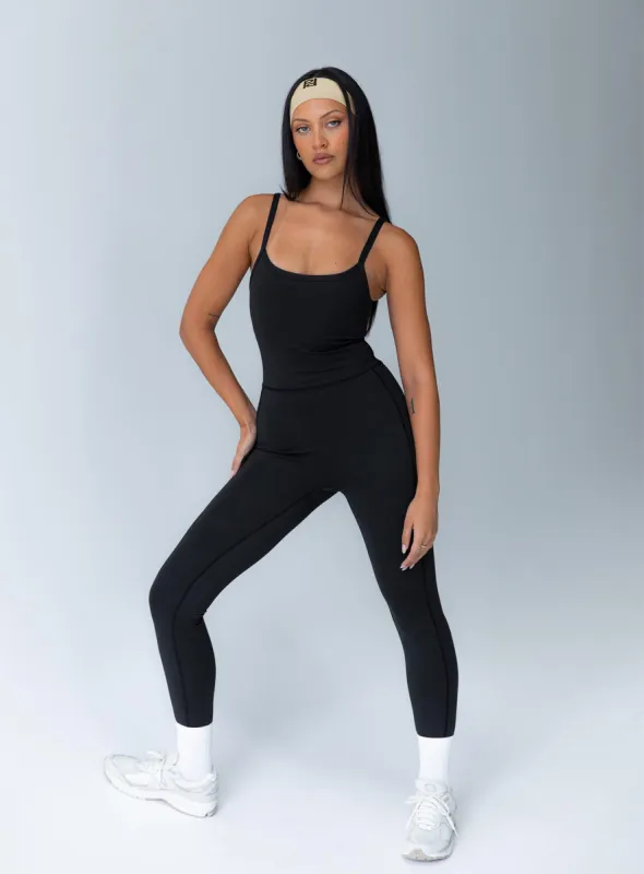 Go Getter Activewear Jumpsuit Black sold by Princess Polly