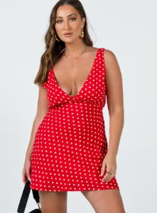 Nellie Mini Dress Red Polka Dot sold by Princess Polly