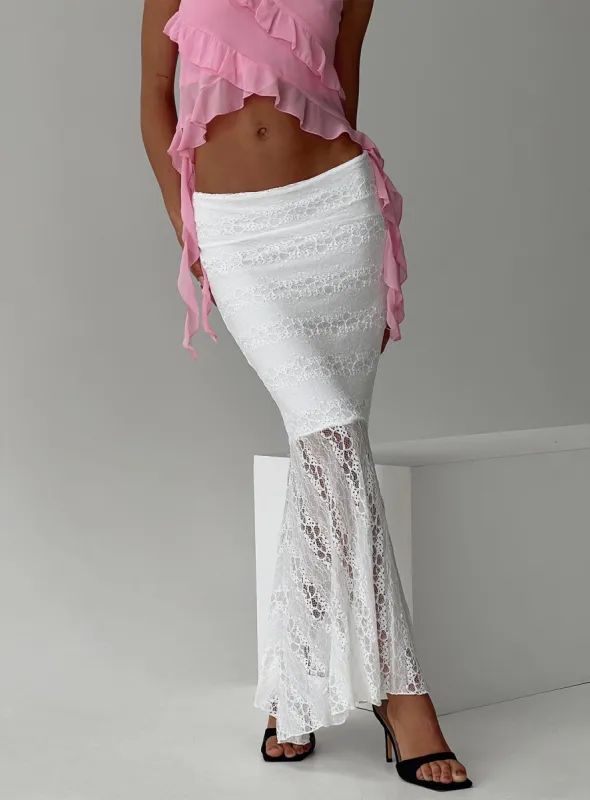 Date Night Maxi Skirt White sold by Princess Polly