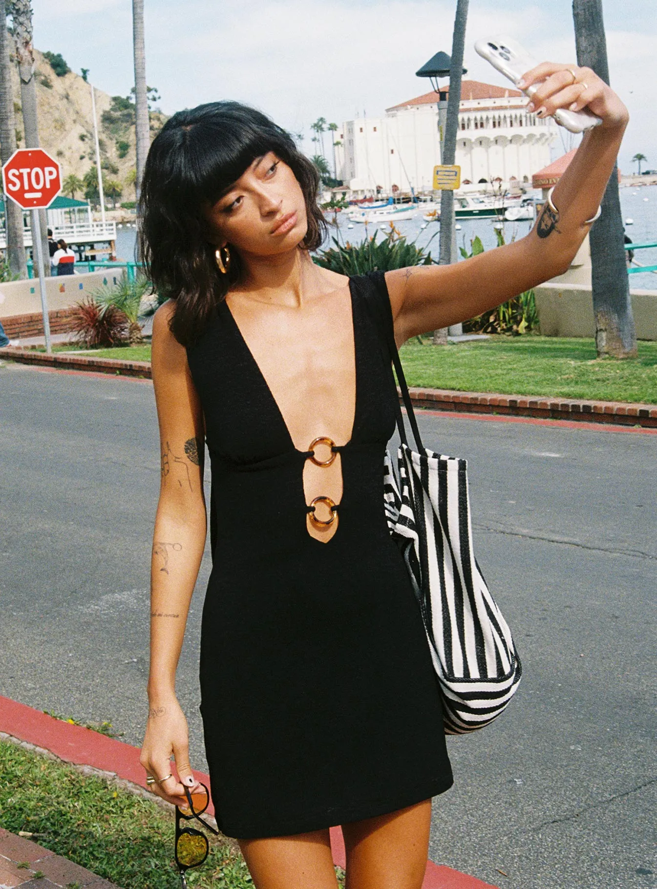 Steward Halter Mini Dress Black Tall sold by Princess Polly