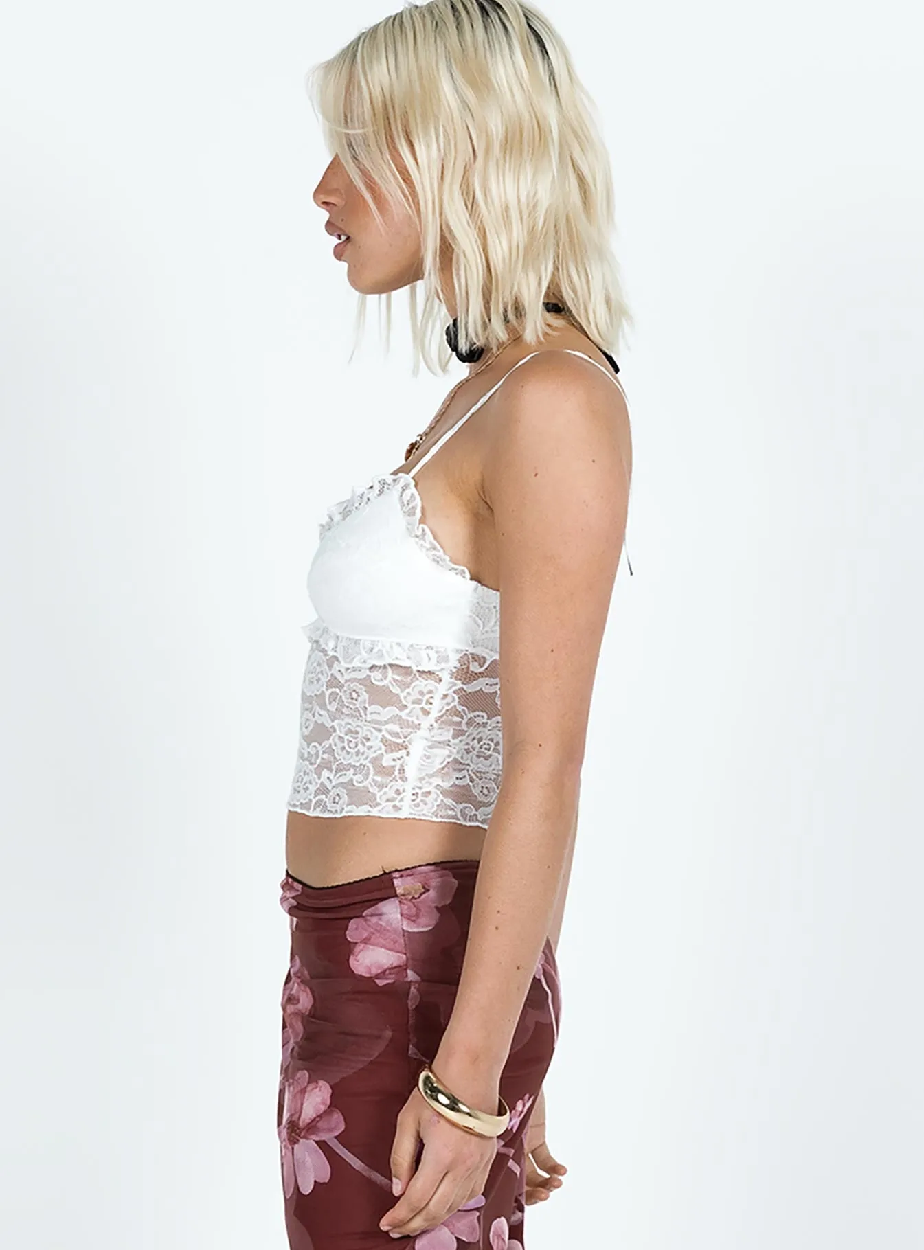 Lucano Lace Cami Top White sold by Princess Polly product image thumbnail 4