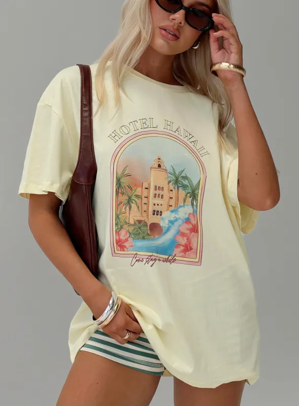 Hotel Hawaii Oversized Tee Yellow sold by Princess Polly