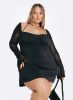 Dyer Sheer Sleeve Mini Dress Black Curve sold by Princess Polly