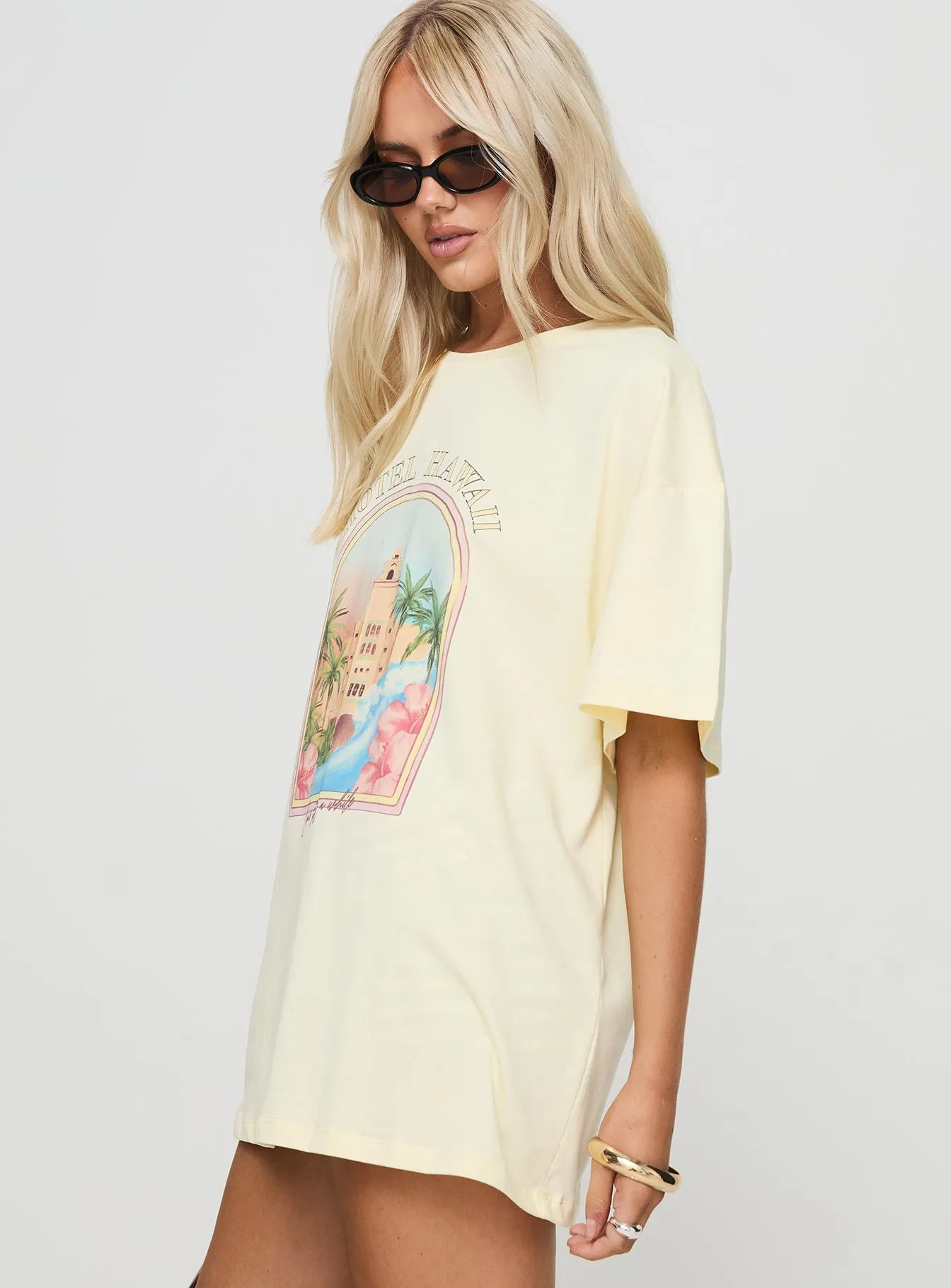 Hotel Hawaii Oversized Tee Yellow sold by Princess Polly product image thumbnail 4