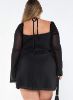 Dyer Sheer Sleeve Mini Dress Black Curve sold by Princess Polly