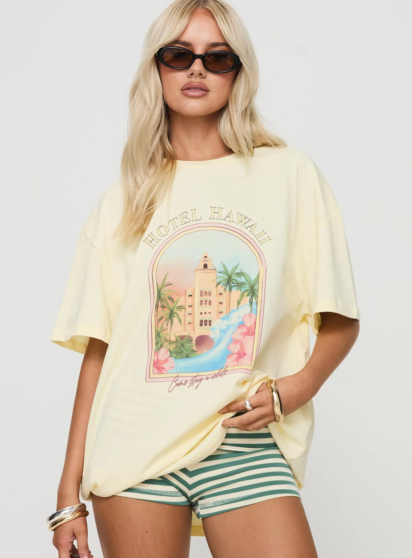 Hotel Hawaii Oversized Tee Yellow sold by Princess Polly product image thumbnail 2