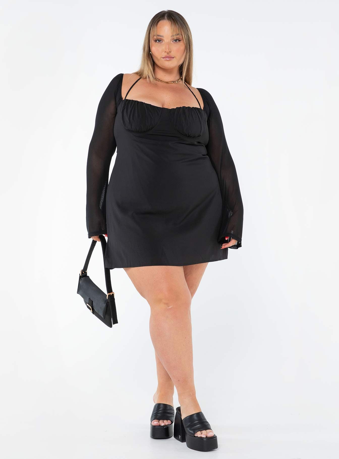 dyer sheer sleeve mini dress black Dyer Sheer Sleeve Mini Dress Black Floral