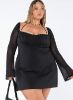 Dyer Sheer Sleeve Mini Dress Black Curve sold by Princess Polly